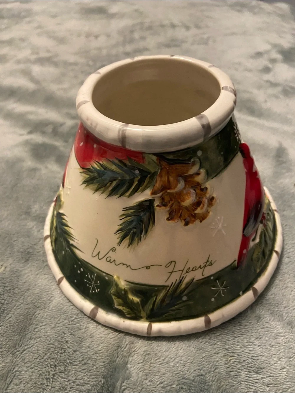 Yankee Candle Warm Hearts Ceramic Candle Holder - Cream, Green, Red